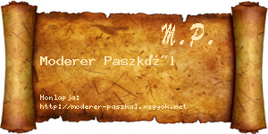 Moderer Paszkál névjegykártya